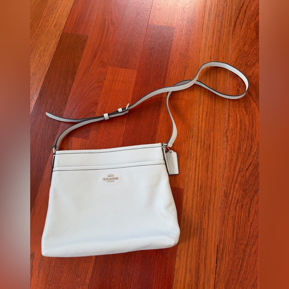 Coach Light Blue Pebbled Leather Crossbody with Gold Logo